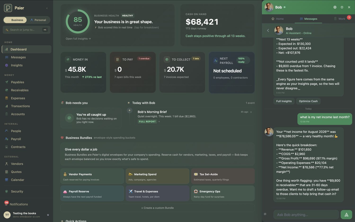 Bob answering a question about net income